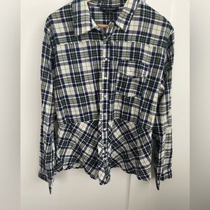 NWOT Blue/green plaid shirt with feminine flair